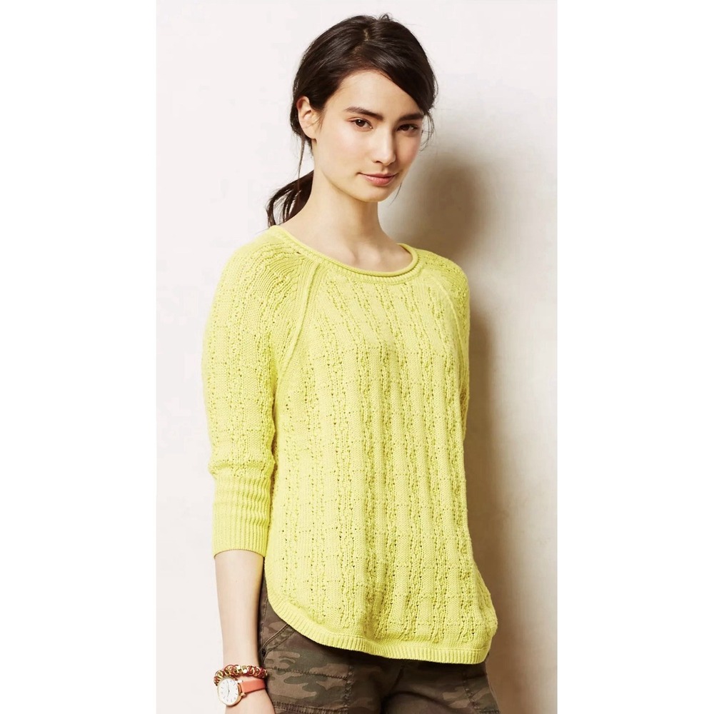 Sparrow Anthropologie Women's Yellow Collected Pullover 100% Cotton Size XS